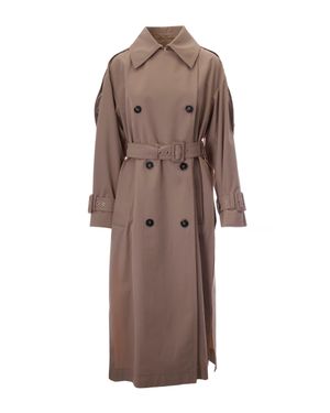 Sportmax Water-Repellent Twill Trench Coat - Brown