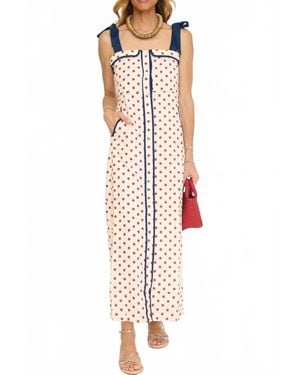 Thml Polkadot Dress With Shoulder Strap Tie - White