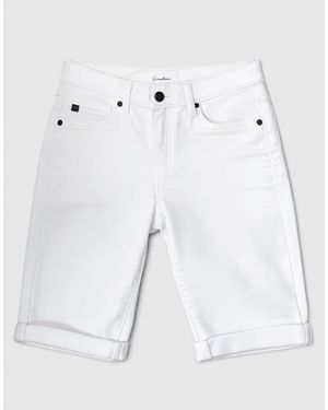 Kancan Mid Rise Cuffed Bermuda Short - White