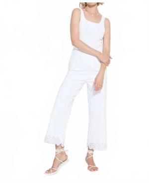 Lyssé Eyelet Embroidered Wide Leg Crop Pants - White