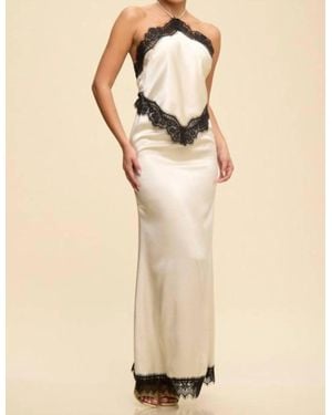 Luxxel Aria Halter Lace Maxi Dress - Natural