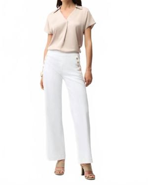 Joseph Ribkoff Collared V-Neck Satin Boxy Top - White