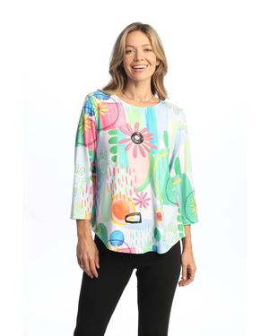 Jess & Jane Soft Touch Round Hem Top - Multicolor