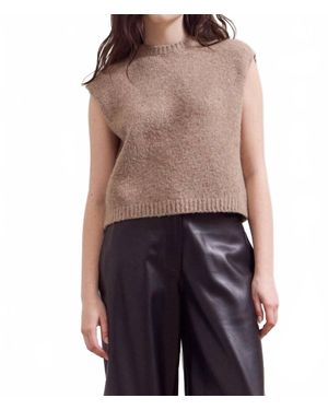 GRADE & GATHER Textured Knit Vest - Brown