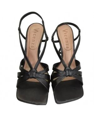 Vicenza Square-Toe Heel Strap Sandals - Black