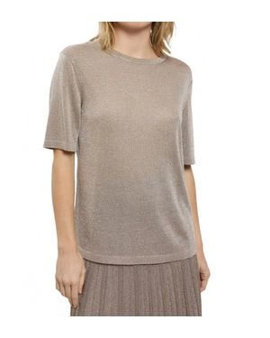 Maison Lurex Short Sleeve Top - Gray