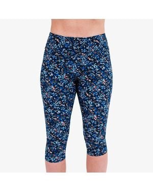 Calypsa High Waisted Capri Swim Leggings - Blue