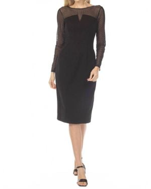 Joseph Ribkoff Studded Mesh Yoke Midi Dress - Black