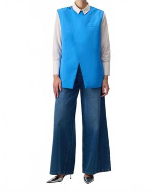 Touché Privé Linen Blend Double-Breasted Tailored Vest - Blue