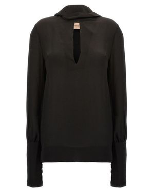 Le twins 'Lecce' Blouse - Black