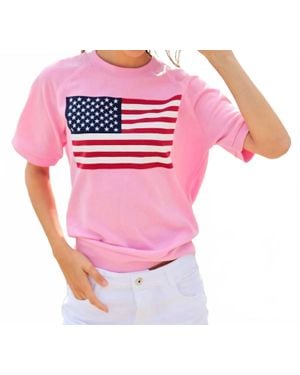 Shiraleah Flag Lightweight Short Sleeve Sweatshirt - Pink