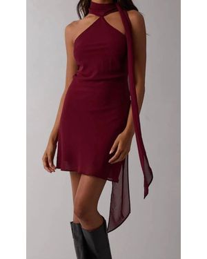 Sky To Moon Sheer Long Scarf Bias Cut Mini Dress - Red