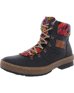 Rieker Felicitas 43 Faux Leather Knit Casual Boots - Blue