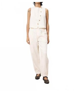 FRNCH Pepita Textured Trouser - White