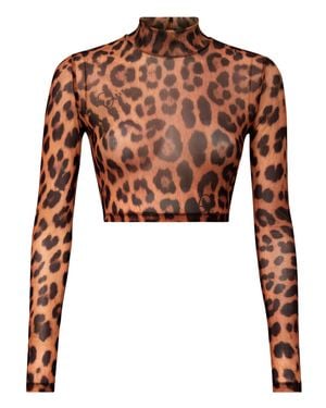 Philipp Plein Ls Top Leopard - Brown