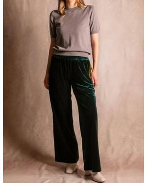 Before You Velvet Contrast Side Stripe Pant - Green