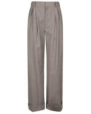 Loulou de Saison Davy Oversized Tailored Textured Pants - Gray