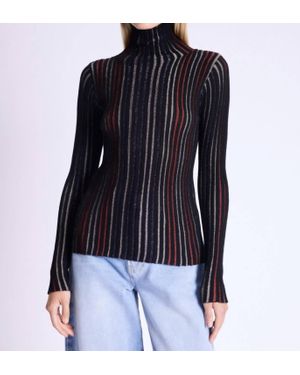 Berenice Lurex Turtleneck Top - Black