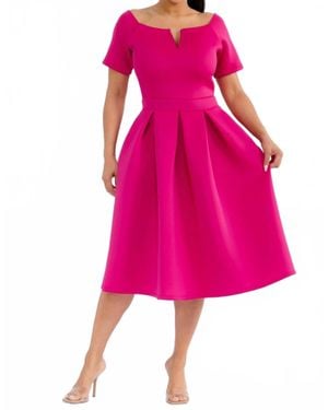 Karen T Design Pleated Midi Dress - Pink