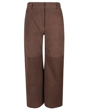 IRO Wide-Leg Cropped Leather Pants With Utility Pockets - Brown