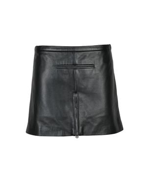 Courreges Flared Leather Mini Skirt With Modern Silhouette - Black