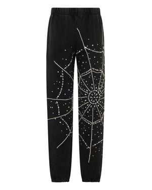 Philipp Plein Washed Sweatpants Spiderweb Strass - Black