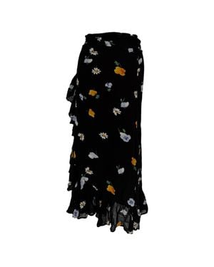 Ganni Dainty Georgette Midi Wrap Skirt - Black