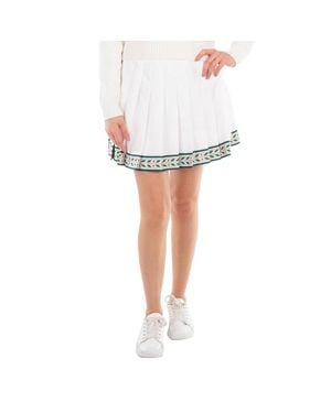 CASABLANCA Ladies Pleated Silk Miniskirt - White