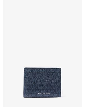 Michael Kors Harrison Logo Billfold Wallet With Passcase - Blue