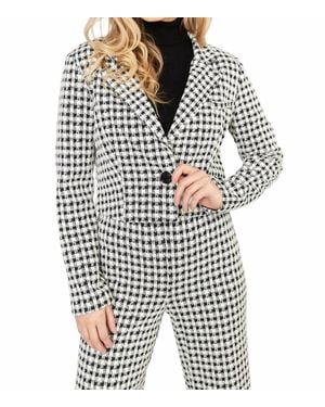 FRANK LYMAN Cropped Houndstooth Knit Jacket - Multicolor