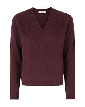 Roberto Collina Bordeaux Scollo V Ml Wool-Blend Sweater - Purple