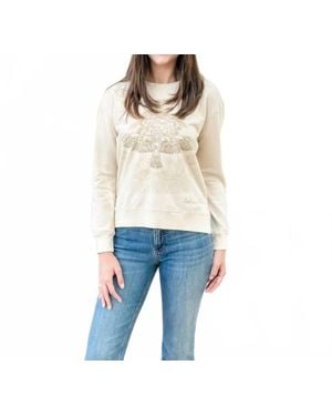 Johnny Was Pajaro Embroidered Crew Neck Sweatshirt - Blue
