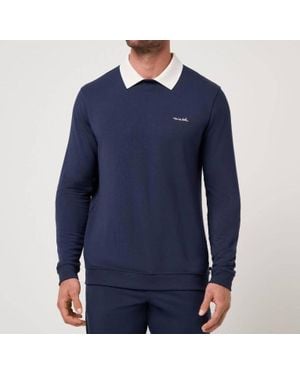 Travis Mathew Amenities Collar Crew Sweatshirt - Blue