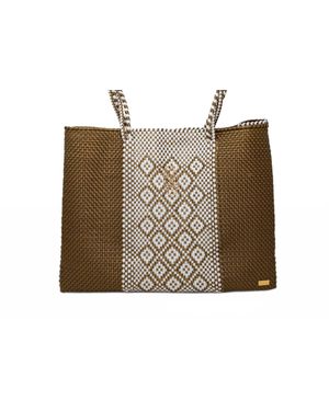 Lolas Bag Travel Handmade Aztec Tote Bag With Clutch - Metallic