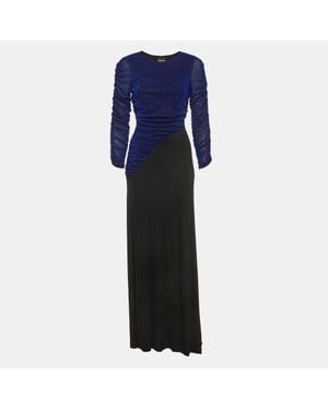 Just Cavalli Lurex Knit And Jersey Maxi Dress - Blue