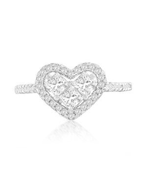 Donatello Gian Crystal Heart Ring - White