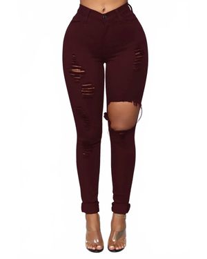 Fashion Nova Distress Jeans - Red