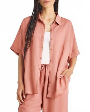 Splendid Dawson Linen Button Down - Pink