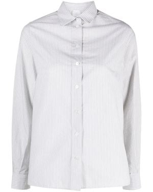 Eleventy Classic Vertical Stripe Cotton-Blend Long-Sleeve Shirt - White