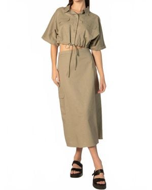 Before You Collection Brynlee Linen Blend Cargo Midi Skirt - Natural