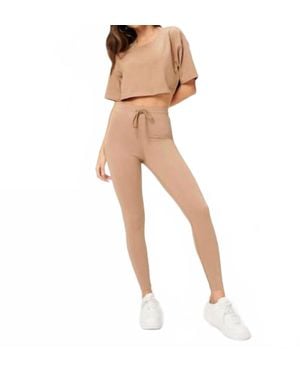 GOOD AMERICAN Cotton Tie Waist Leggings - Natural