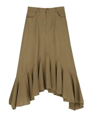Dixie Frayed Hem Hi Low Ruffle Skirt - Green