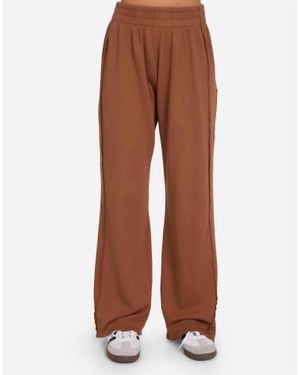 Michael Lauren Acosta Wide-Leg Raw Edge Pant - Brown