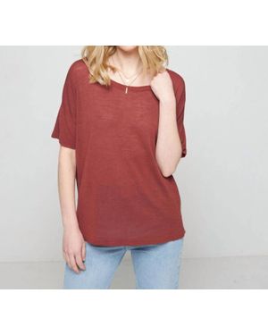 Maison Montagut Flamed Linen Button Back T-Shirt - Red