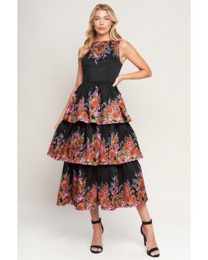 TRUEDAMES The Botanical Ballgown Woven Midi Dress - White