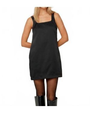 House Of Sunny Mini Satin Shift Dress - Black