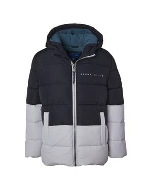 Perry Ellis Blocked Ripstop Puffer Jacket - Blue