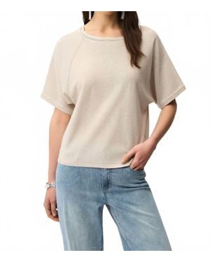 Joseph Ribkoff Sequined Raglan Sleeve Sweater Top - Pink