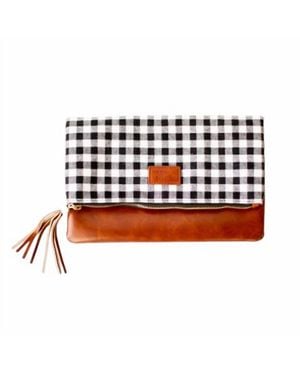 FUNKY MONKEY Fold Over Buffalo Check Clutch - Red