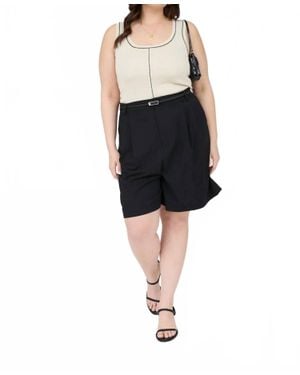 The Workshop Contrast Line Detail Sweater Knit Tank Top - Black